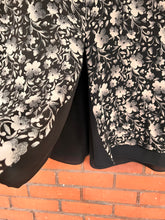 Load image into Gallery viewer, Vintage 90's Black & Grey Floral Silk Midi Dress (L-XL)
