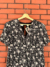 Load image into Gallery viewer, Vintage 90's Black & Grey Floral Silk Midi Dress (L-XL)
