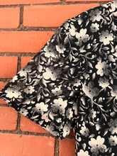 Load image into Gallery viewer, Vintage 90's Black & Grey Floral Silk Midi Dress (L-XL)