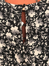 Load image into Gallery viewer, Vintage 90's Black & Grey Floral Silk Midi Dress (L-XL)