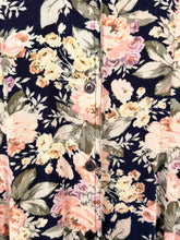 Load image into Gallery viewer, Vintage 90's Pastel and Navy Rose Floral Midi Dress (M-L)