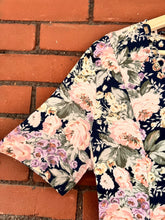 Load image into Gallery viewer, Vintage 90's Pastel and Navy Rose Floral Midi Dress (M-L)
