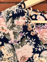 Load image into Gallery viewer, Vintage 90's Pastel and Navy Rose Floral Midi Dress (M-L)