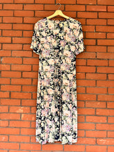 Load image into Gallery viewer, Vintage 90's Pastel and Navy Rose Floral Midi Dress (M-L)