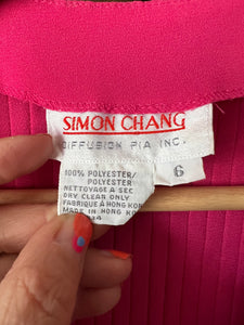 Vintage 80's Hot Pink Simon Chang Midi Dress (S)