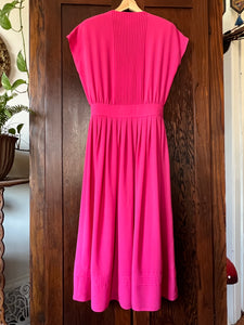 Vintage 80's Hot Pink Simon Chang Midi Dress (S)