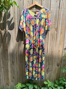 Vintage 80's Floral Button Up Dress (M-L)