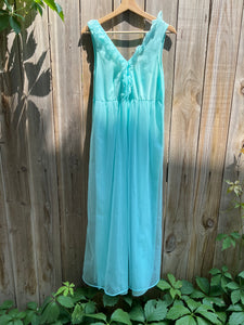 60's Teal Sleeveless Full Length Negligee/Dress