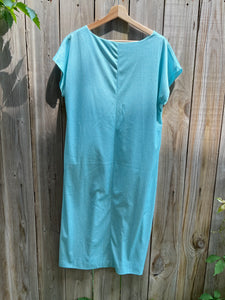 Vintage 80's Teal Polk a Dot Print Shift Dress