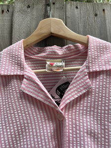 Vintage 80's Pink & White Stripe, Ace of Hearts Shirt & Skirt Set (Large)