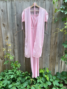 Vintage 70's Pink Peignoir Nightgown and Bed Jacket Set (Small-Medium)