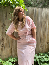Load image into Gallery viewer, Vintage 80&#39;s Pink &amp; White Stripe, Ace of Hearts Shirt &amp; Skirt Set (Large)