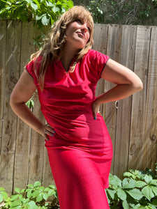 Vintage 70's Red Disco Style Midi Dress
