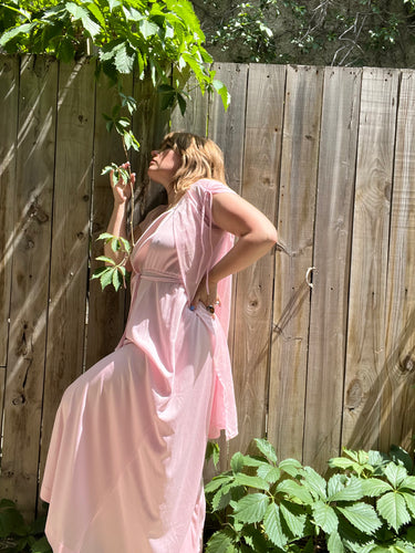 Vintage 70's Pink Peignoir Nightgown and Bed Jacket Set (Small-Medium)