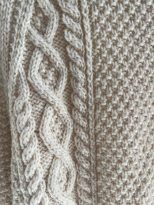 Vintage 70's Irish Fisherman Knit Cream Wool Sweater