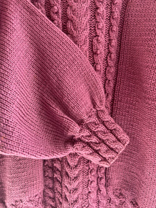 Vintage 80's Wool, Hand Knit Mauve Sweater