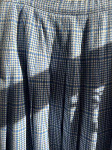 Vintage 70's Pendleton Blue & White Houndstooth Wool Pleated Skirt