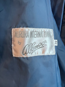Vintage 70's Nylon Powder Blue Chevron Quilted Coat (2XL)