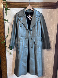 (RARE) Vintage 70's Grey Genuine Leather Coat (With removable, warm liner!)