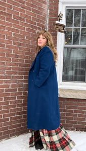 Vintage 80's Lapis Blue Wool Coat