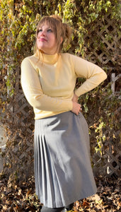 Vintage 70's Grey Wool Pleated Kilt-Style Skirt
