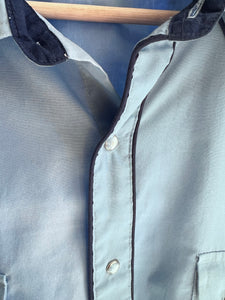 Vintage 90's Sky Blue & Flower Embroidered Western Snap Shirt ("men's" XL)