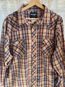 Vintage 90's Plaid Cotton Western Pearl Snap Shirt ("Men's' XXL)