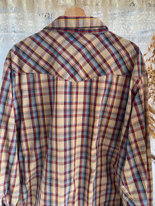 Vintage 90's Plaid Cotton Western Pearl Snap Shirt ("Men's' XXL)