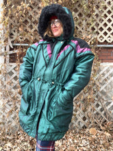 Load image into Gallery viewer, Vintage Early 90&#39;s Green Burgundy &amp; Black Nylon Parka