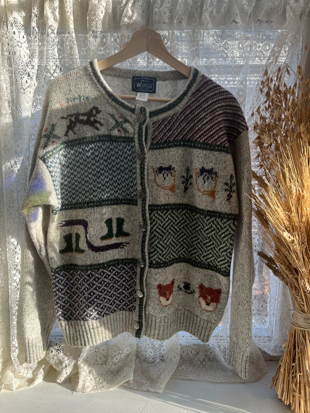 Vintage 90's Wool Cottage Core Knit Cardigan Sweater
