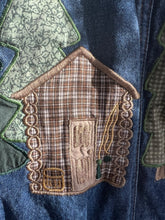 Load image into Gallery viewer, Vintage 90&#39;s Cottage Core Forest Patchwork Appliqué Denim Jacket