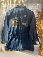 Load image into Gallery viewer, Vintage 90&#39;s Cottage Core Forest Patchwork Appliqué Denim Jacket