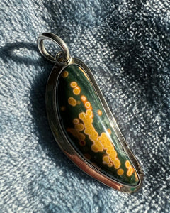 Vintage 90's Ocean Jasper & Sterling Silver Pendant