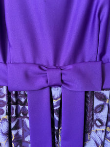 Vintage 70's Purple Empire Waist Puffed Sleeve Maxi Dress