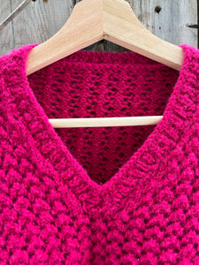 Vintage 90's Hot Pink Wool Knit Sweater ("Women's" Small)