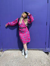 Load image into Gallery viewer, Vintage 80&#39;s Hot Pink, Poet Sleeved Floral Tunic Dress