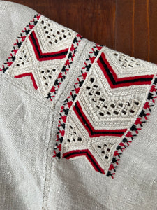 RARE! 1920's Homespun Flax Linen, Hand Embroidery & Crochet Slavic Dress (Vyshyvanka)