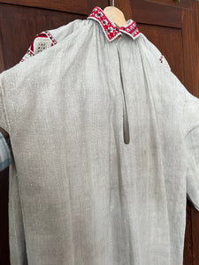 RARE! 1920's Homespun Flax Linen, Hand Embroidery & Crochet Slavic Dress (Vyshyvanka)