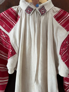RARE! 1930's One Of a Kind, Homespun Hemp Hand Embroidered Slavic Folk Dress (Vyshyvaka)