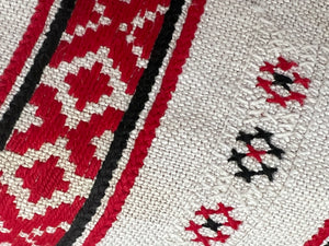 RARE! 1930's Homespun Hemp Linen Red Embroidered Slavic Folk Dress (Vyshyvanka)