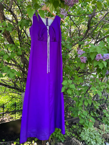 Vintage 70's Purple Lace Up Bust Maxi Dress