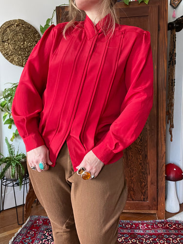 Vintage 80's Red Statement Blouse (Medium)