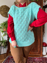 Load image into Gallery viewer, Vintage 80&#39;s Mint Knit Short Sleeved Sweater (Large)