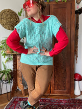 Load image into Gallery viewer, Vintage 80&#39;s Mint Knit Short Sleeved Sweater (Large)