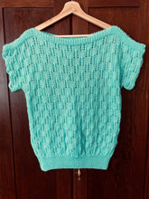 Load image into Gallery viewer, Vintage 80&#39;s Mint Knit Short Sleeved Sweater (Large)