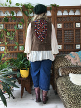 Load image into Gallery viewer, Up-cycled, One-Of-A-Kind, Light Brown Corduroy, Vintage Banjara Textile Waistcoat
