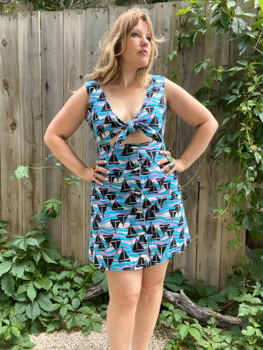 Vintage 60's Sailboat Peekaboo Cutout Mini Dress
