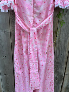 Vintage 70's does Regency, Pink Maxi Dress (S-M)