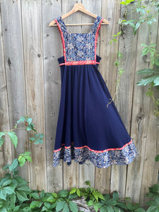 Vintage 70's Pinafore Style Sleeveless Prairie Dress (XXS)