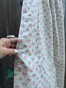 Vintage 70's Handmade Cotton Floral Smock Dress (WITH POCKETS!) (XS-S)